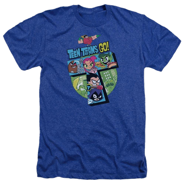Royal men's heather t-shirt with Teen Titans Go! Teen Titans Go T graphic