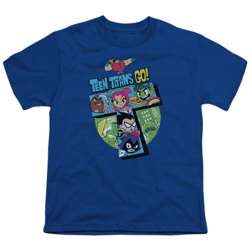 Royal youth t-shirt for ages 8 to 12 with Teen Titans Go! T graphic