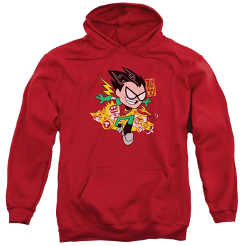 Red pullover hoodie with Teen Titans Go! Teen Titans Go Robin graphic