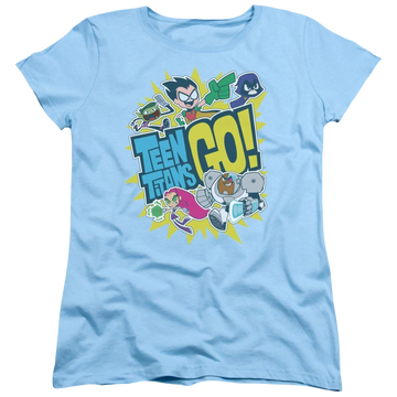 Light blue women's t-shirt with Teen Titans Go! Teen Titans Go Go graphic