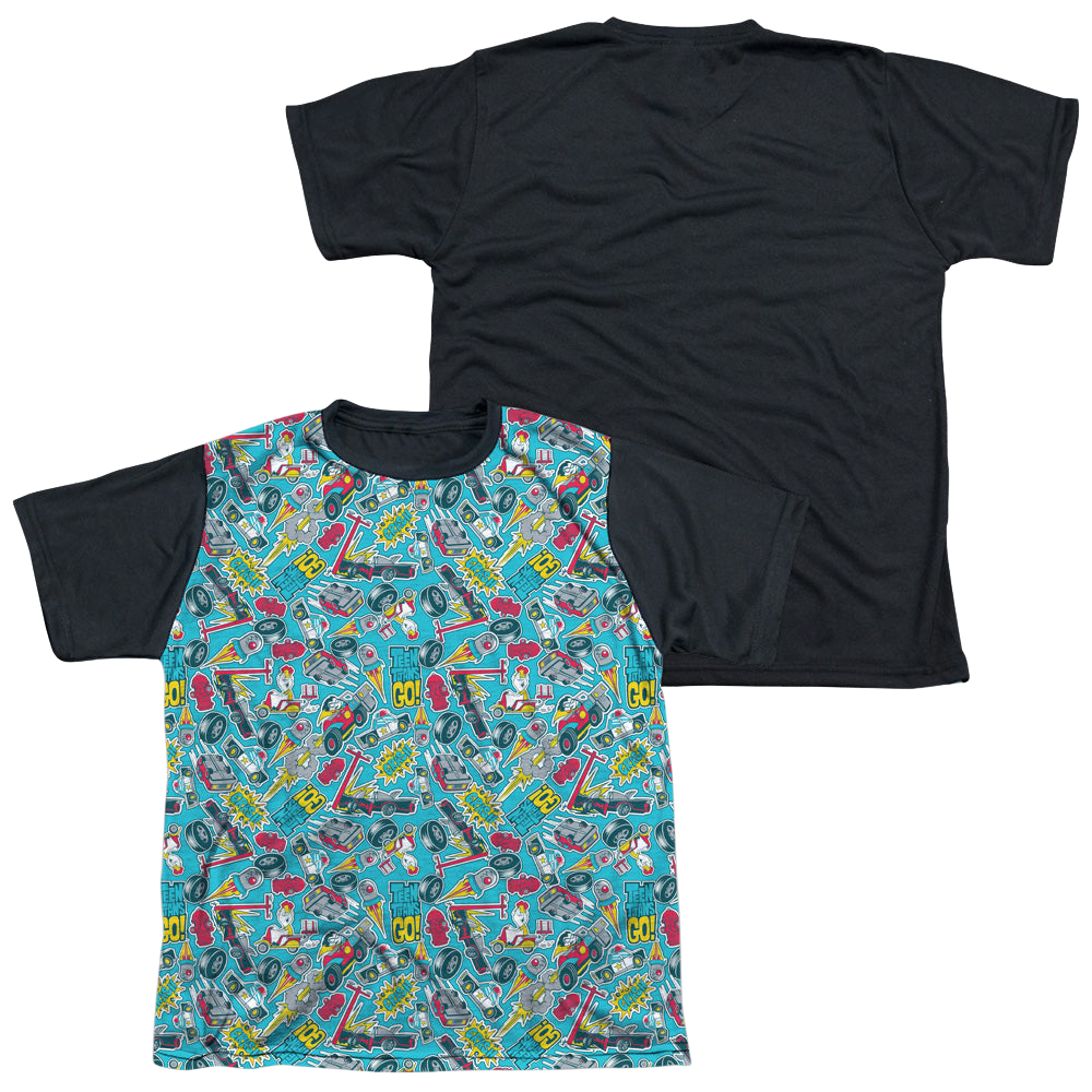 Teen Titans Go! Pattern - Youth Black Back T-Shirt Youth Black Back T-Shirt (Ages 8-12) Teen Titans Go!   