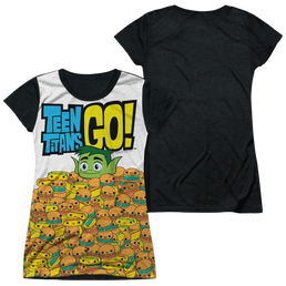 Teen Titans Go Burgers & Dogs Juniors Black Back T-Shirt Juniors Black Back T-Shirt Teen Titans Go!   