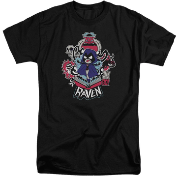 Black men's tall fit t-shirt with Teen Titans Go! Teen Titans Go Raven graphic