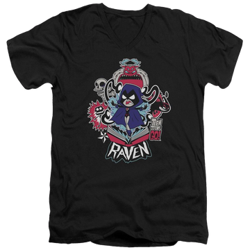 Black men's v-neck t-shirt with Teen Titans Go! Teen Titans Go Raven graphic