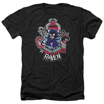 Charcoal men's heather t-shirt with Teen Titans Go! Teen Titans Go Raven graphic