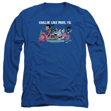 Royal men's long sleeve t-shirt with Teen Titans Go! Teen Titans Go Like Pros Yo graphic