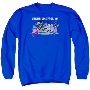 Royal men's crewneck sweatshirt with Teen Titans Go! Teen Titans Go Like Pros Yo graphic