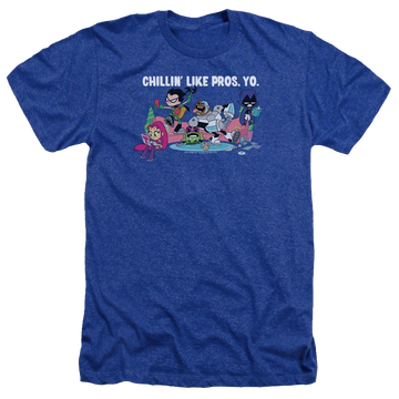 Royal men's heather t-shirt with Teen Titans Go! Teen Titans Go Like Pros Yo graphic