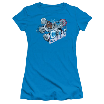 Turquoise juniors t-shirt with Teen Titans Go! Teen Titans Go Cyborg graphic