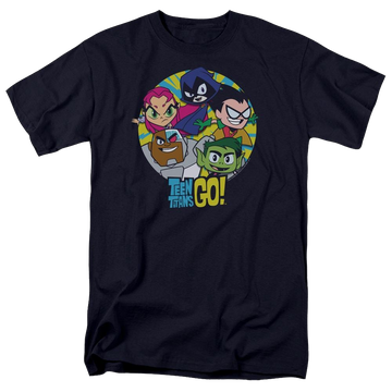 Navy men's regular fit t-shirt with Teen Titans Go! Teen Titans Go Go Go Group graphic