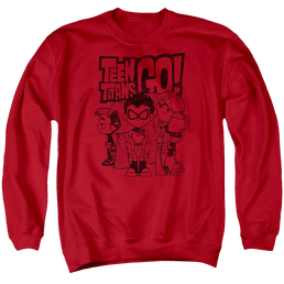 Teen Titans Go Team Up Men's Crewneck Sweatshirt Men's Crewneck Sweatshirt Teen Titans Go!   