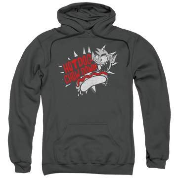 Charcoal pullover hoodie with Teen Titans Go! Teen Titans Go Hot Dog graphic