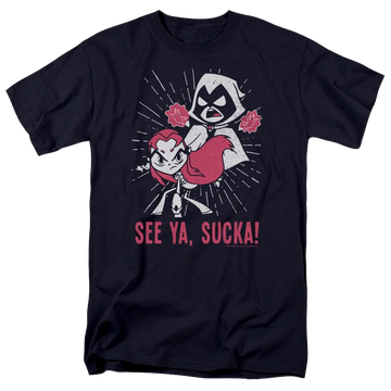 Navy men's regular fit t-shirt with Teen Titans Go! Teen Titans Go Suckas graphic