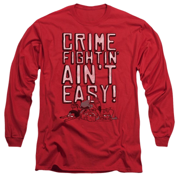 Red men's long sleeve t-shirt with Teen Titans Go! Teen Titans Go Not Easy graphic
