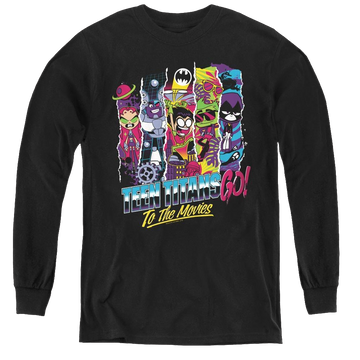 Black youth long sleeve t-shirt with Teen Titans Go! To The Movies graphic