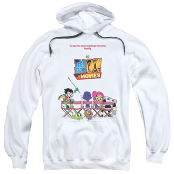 White pullover hoodie with Teen Titans Go! Teen Titans Go Poster graphic