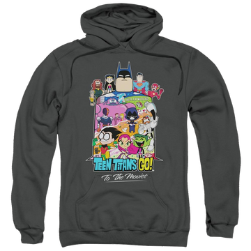 Charcoal pullover hoodie with Teen Titans Go! Teen Titans Go Hollywood graphic
