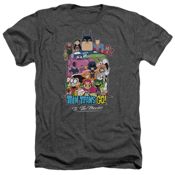 Charcoal men's heather t-shirt with Teen Titans Go! Teen Titans Go Hollywood graphic