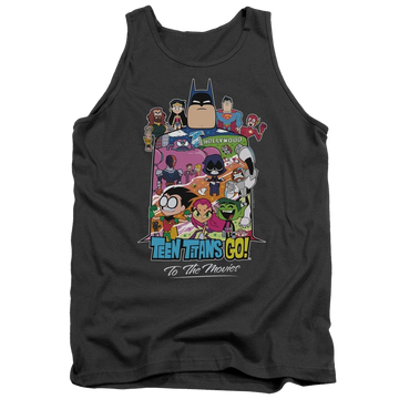 Charcoal men's tank with Teen Titans Go! Teen Titans Go Hollywood graphic