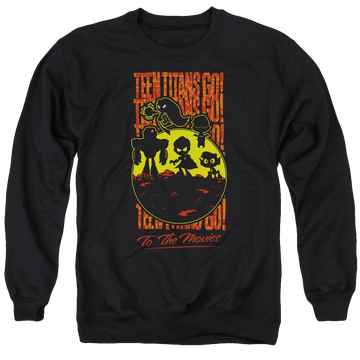 Black men's crewneck sweatshirt with Teen Titans Go! Teen Titans Go Titans Silhouette graphic