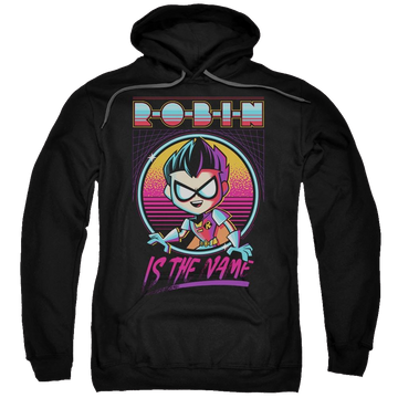 Black pullover hoodie with Teen Titans Go! Teen Titans Go Robin graphic