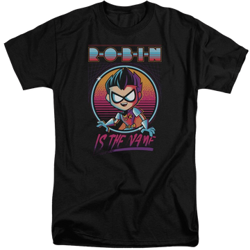 Black men's tall fit t-shirt with Teen Titans Go! Teen Titans Go Robin graphic