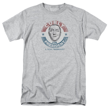 Athletic heather men's regular fit t-shirt with The Three Stooges Curly For President graphic