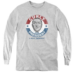 Three Stooges, The Curly For President - Youth Long Sleeve T-Shirt Youth Long Sleeve T-Shirt The Three Stooges   