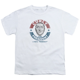 Three Stooges, The Curly For President - Youth T-Shirt Youth T-Shirt (Ages 8-12) The Three Stooges   