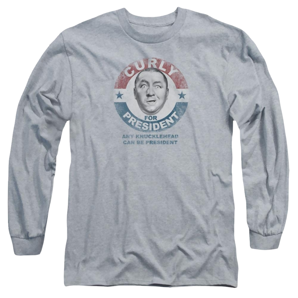 The Three Stooges Curly For President Men's Long Sleeve T-Shirt Men's Long Sleeve T-Shirt The Three Stooges   
