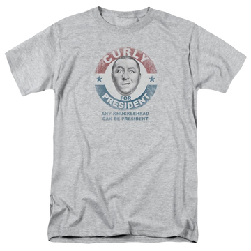 Athletic heather men's regular fit t-shirt with The Three Stooges Curly For President graphic