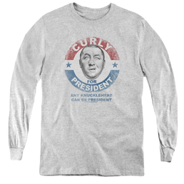 Three Stooges, The Curly For President - Youth Long Sleeve T-Shirt Youth Long Sleeve T-Shirt The Three Stooges   