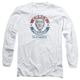 The Three Stooges Curly For President Men's Long Sleeve T-Shirt Men's Long Sleeve T-Shirt The Three Stooges   