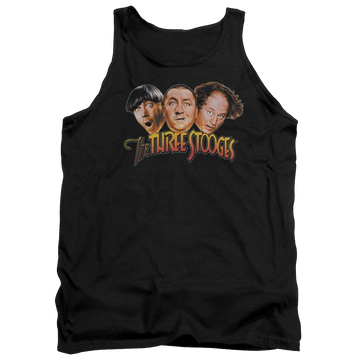 Black men's tank with The Three Stooges Three Head Logo graphic