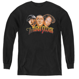 Three Stooges, The Three Head Logo - Youth Long Sleeve T-Shirt Youth Long Sleeve T-Shirt The Three Stooges   