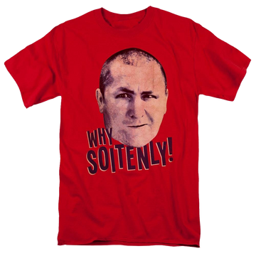 Red men's regular fit t-shirt with The Three Stooges Why Soitenly graphic