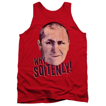 Red men's tank with The Three Stooges Why Soitenly graphic
