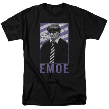 Black men's regular fit t-shirt with The Three Stooges Emoe graphic