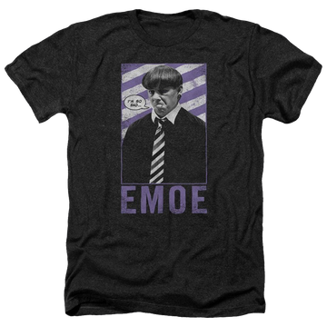 Charcoal men's heather t-shirt with The Three Stooges Emoe graphic