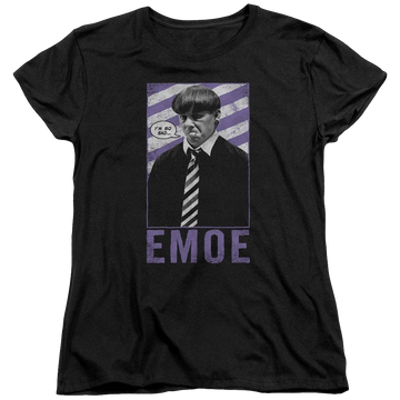 Black women's t-shirt with The Three Stooges Emoe graphic