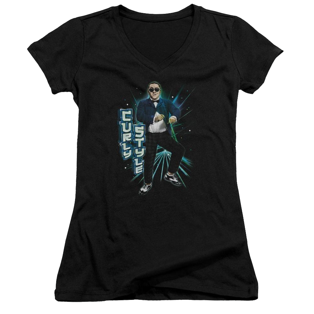 The Three Stooges Curly Style Juniors V-Neck T-Shirt Juniors V-Neck T-Shirt The Three Stooges   