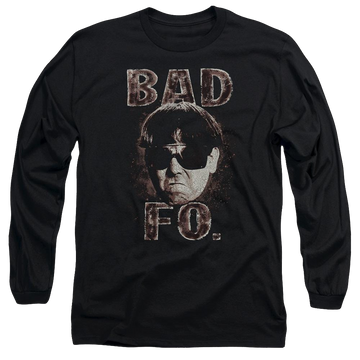 Black men's long sleeve t-shirt with The Three Stooges Bad Moe Fo graphic