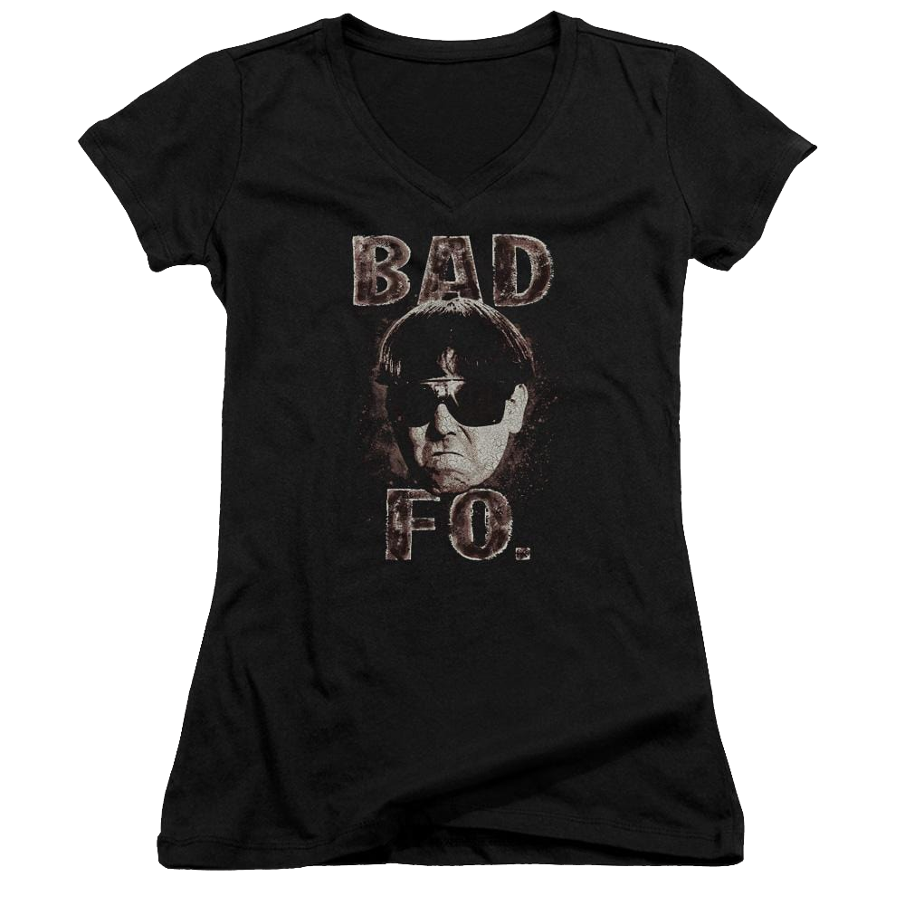 The Three Stooges Bad Moe Fo Juniors V-Neck T-Shirt Juniors V-Neck T-Shirt The Three Stooges   