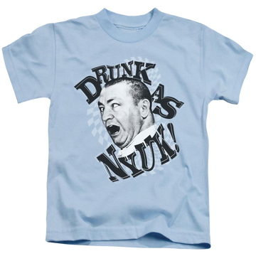 Light blue kid's t-shirt for ages 4 to 7 with The Three Stooges Drunk graphic