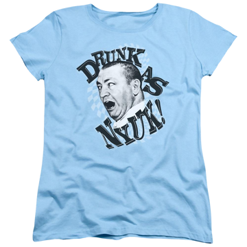 Light blue women's t-shirt with The Three Stooges Drunk graphic