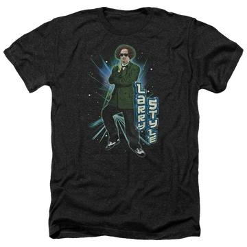 Charcoal men's heather t-shirt with The Three Stooges Larry Style graphic