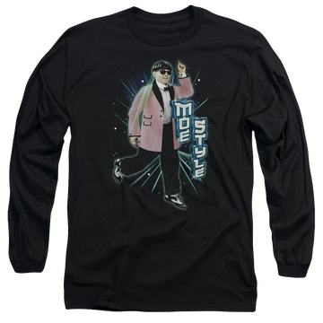 Black men's long sleeve t-shirt with The Three Stooges Moe Style graphic