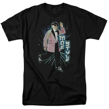 Black men's regular fit t-shirt with The Three Stooges Moe Style graphic