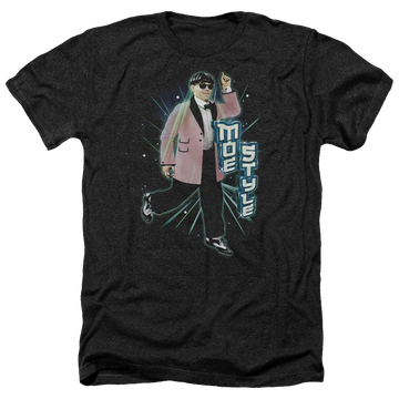 Charcoal men's heather t-shirt with The Three Stooges Moe Style graphic