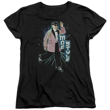 Black women's t-shirt with The Three Stooges Moe Style graphic